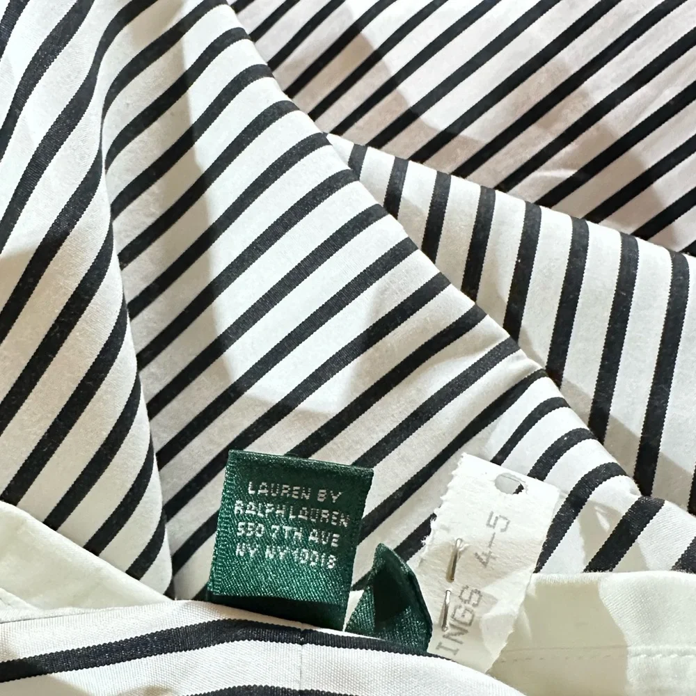 Lauren Ralph Lauren Two Tone White/Black Stripe Cotton Button Down Shirt Size 2X - Picture 12 of 12